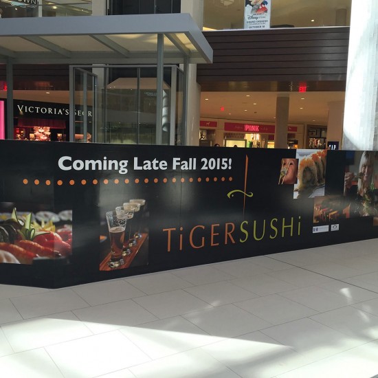 Tiger Sushi construction barrier at Ridgedale.